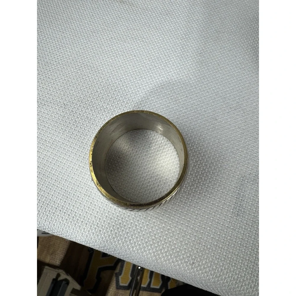 Vintage hammered metal gold and silver‎ toned napkin rings set of 7